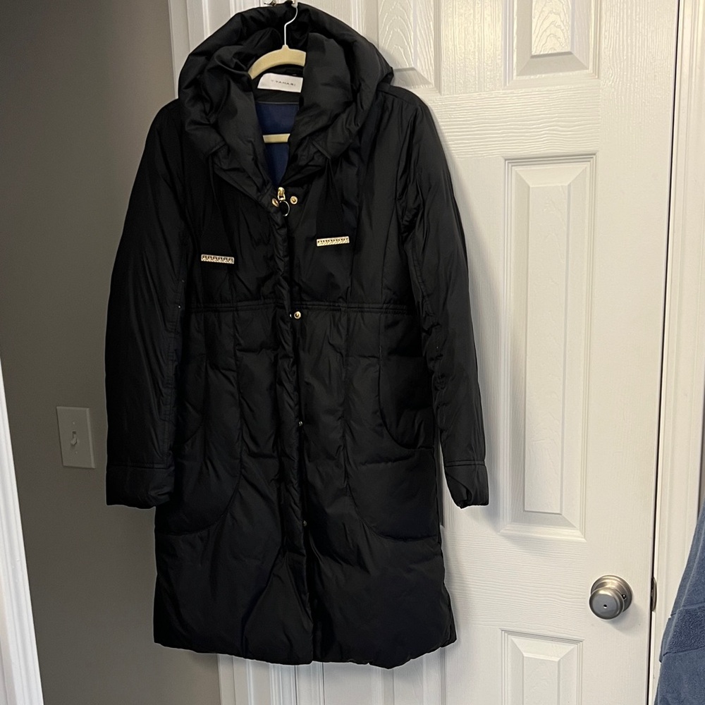 T Tahari Black Hooded Puffer Coat